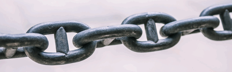 A close up image of a chain representing the strong chain